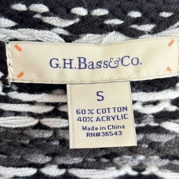 G.H. Bass Cardigan Sweater Tunic Small Deep V-neck Cotton Blend Nordic FairIsle - Picture 3 of 12